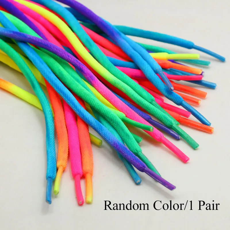 Dyed Rainbow Shoelaces 5mm Nylon Shoe Laces Waxed Round Cord Shoe Lace Colourful Elastic Shoelace Unisex Lace Shoe Strings - Длина: 80 см