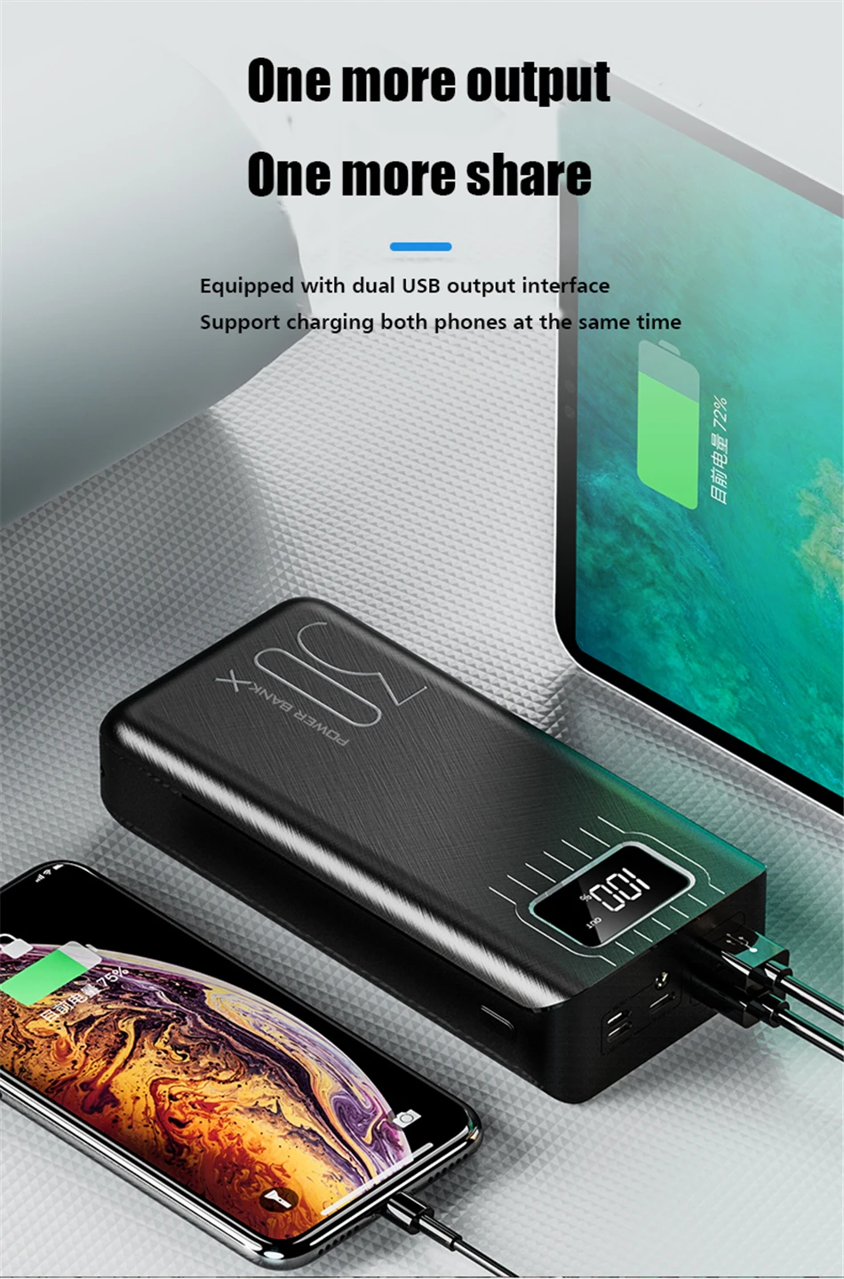 50000 мАч Внешний аккумулятор для iPhone 11 pro 6 6s 7 8 Plus X XS max XR Pover Bank USB светодиодный внешний аккумулятор для зарядки