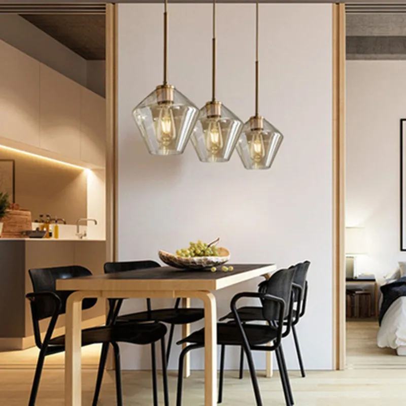 Retro Modern Glass Pendant Light Art Shades Lamp Coloured Ceiling Ball Smoked Amber Clear Vintage Loft Lamps Bar Decor lamp
