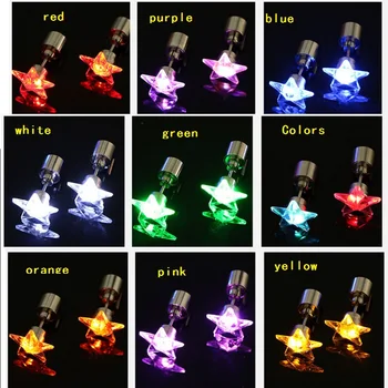 

Pair Charm LED Earring Light Up Glowing Star Heart Crystal Stainless Ear Drop Ear Stud Earring Party Wedding Club Bar Supply