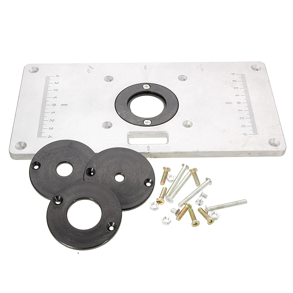 

Aluminum Alloy Router Table Insert Plate with 4 Loops Screws for Woodworking Benches