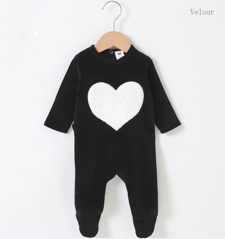 Детский комбинезон; Пижама; детская одежда с длинными рукавами; одежда для детей; Детский комбинезон с сердечками и звездами; Одежда для мальчиков и девочек; комбинезон - Цвет: black heart