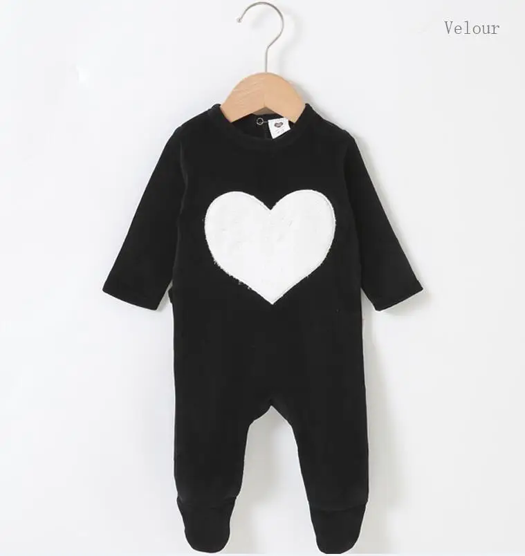 black heart Детский комбинезон; Пижама; детская одежда с длинными рукавами; одежда для детей; Детский комбинезон с сердечками и звездами; Одежда для мальчиков и девочек; комбинезон - Цвет: black heart