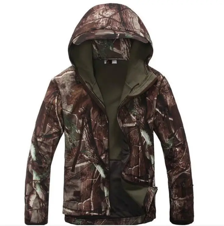 tree camouflage ESDY зимняя Тактическая Военная куртка Sharkskin мягкая оболочка водонепроницаемое пальто мужские армейские камуфляжные волокна флисовые куртки-ветровки - Цвет: tree camouflage