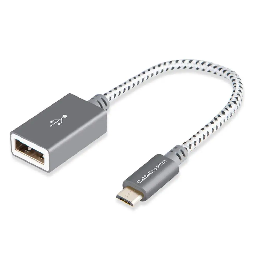 Кабель Micro USB OTG, кабель с оплеткой Micro USB для USB OTG адаптер совместим с samsung S7, флеш-накопитель, мышь, клавиатура - Цвет: Gray