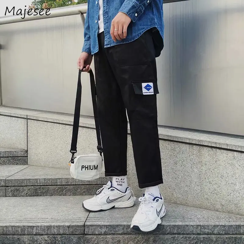 Cargo Pants Men Ankle-length Drawstring Plus Size Mens Korean Fashion Trousers Harajuku Casual Loose High Quality All Match Soft Cargo Pants Men Ankle-length Drawstring Plus Size Mens Korean Fashion Trousers Harajuku Casual Loose High Quality All Match Soft
