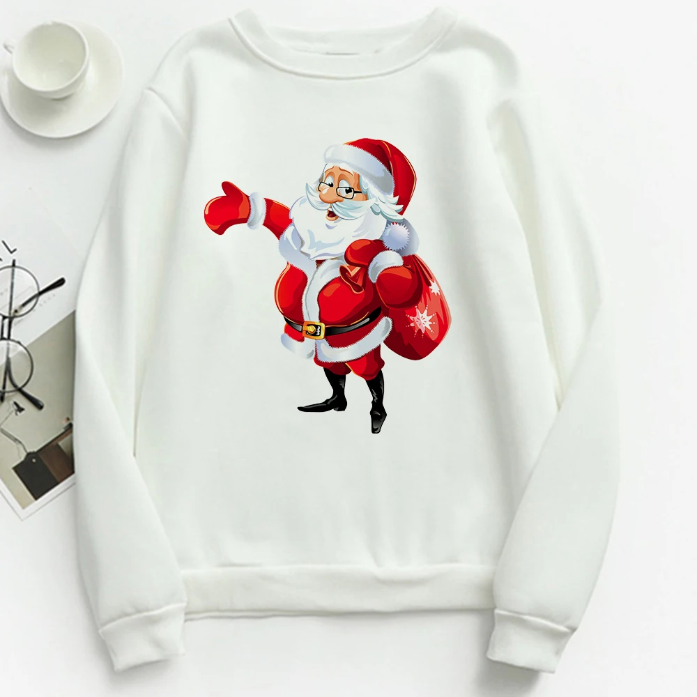 

Cool Exquisite Merry Christmas Long Sleeve Santa Claus Send a Gift Graphic Crewneck Sweatshirt Female Oversize Hoodies