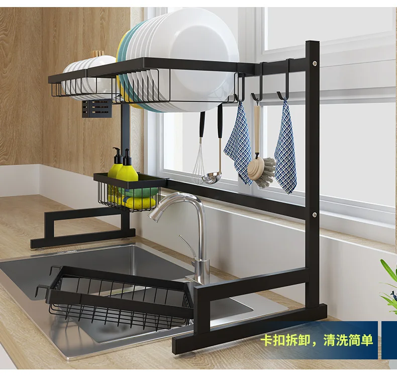 Strong Bearing Sink Drain Rack Kitchen Oragnizer Rack Dishes Rack Stready Storage Rack Dish Shelf Multi-Use Stainless Steel
