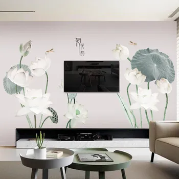 

Chinese style Wall Sticker 160*100CM Wallpaper Lotus TV Background Wall Sofa House Decor Living Room DIY Room Decoration Art