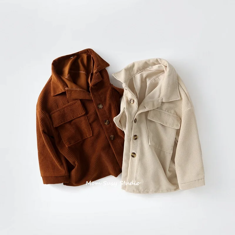 Fashion Baby Girl Boy Corduroy Shirt Jacket Infant Toddler Child Spring Autumn Coat Baby Outwear High Quality Clothes 1-8Y