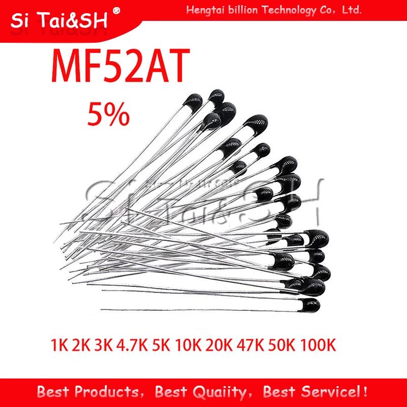 20 шт. MF52AT MF52 B 3950 NTC термистор термальный резистор 5% 1K 2K 3K 4 7 K 5K 10K 20K 47K 50K 100K датчик