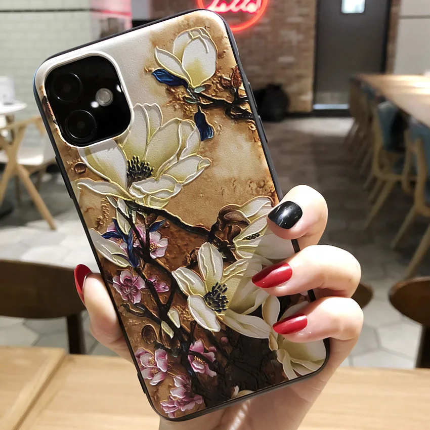 Cute Relief 3D Embossed Soft Silicon Phone Case Cover