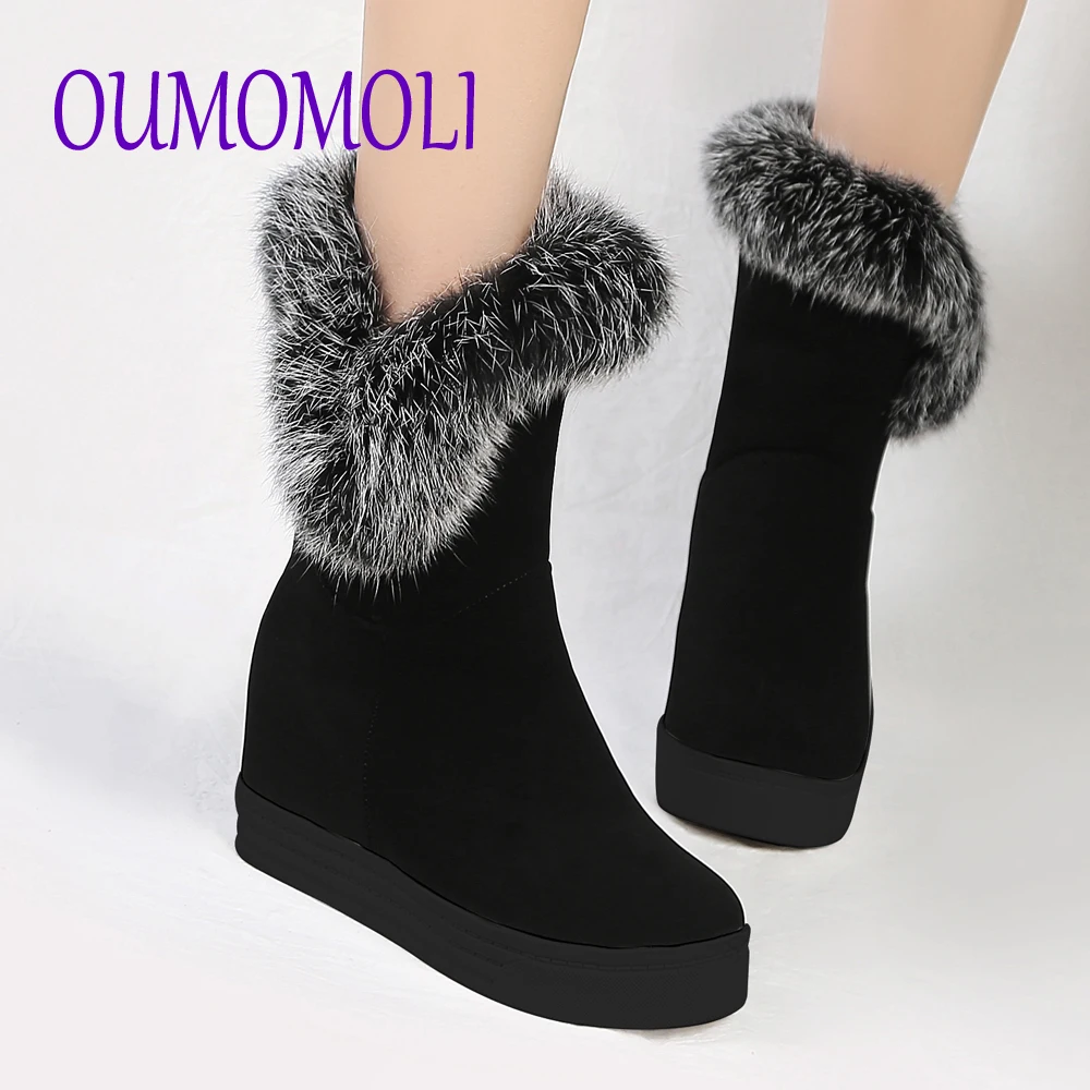 Модные зимние ботинки на платформе женские с внутренним подъемом зимняя обувь