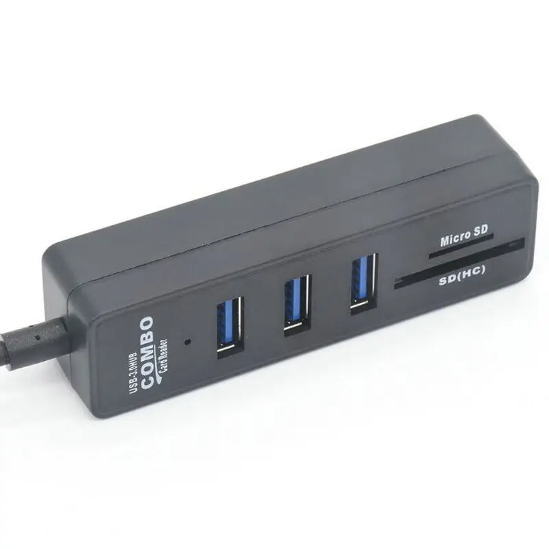 Быстрая скорость 2 в 1 OTG USB3.0 концентратор сплиттер комбо 3 порта и SD/TF кард-ридер черный белый концентраторы для портативных ПК