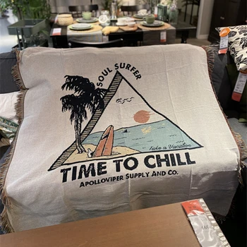 

Surfing Scenery Outdoor Beach Coconut Island Tropical Time Blanket Sofa Blanket Camping Picnic Blanket Multi-Function