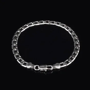 

Fashion Curb Cuban Link Chain Flat Stainless Steel Silver Color Bracelets Punk Bracelet for Men Women Party Jewelry Gifts