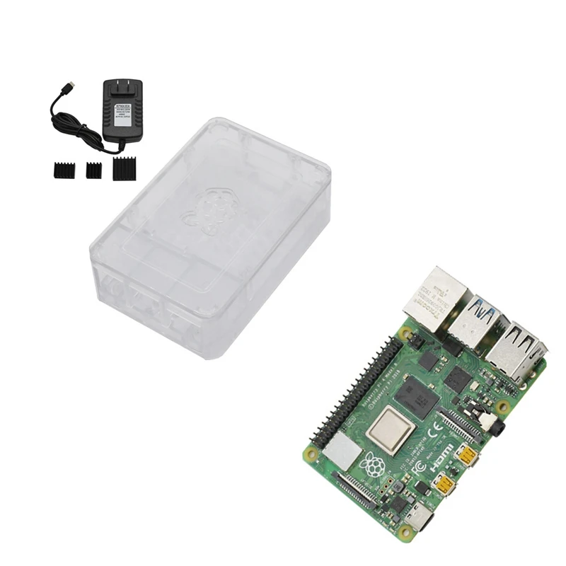 Для Raspberry Pi 4B ABS черный чехол 2G ram DIY Kit с радиатором 5V 3A адаптер питания для Raspberry PI 4