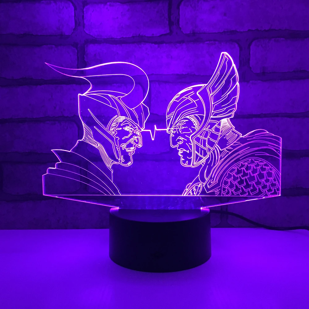 Thor Loki светодиодный ночник RGB 7 цветов Изменение Настольная лампа фигурки 1843 мальчиков девочек рождественские игрушки