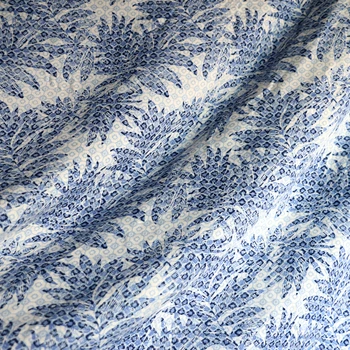 

100cm*130cm Heavy Spun Silk Cotton Fabric Natural Dress Gown Bedding Material Trees Pattern