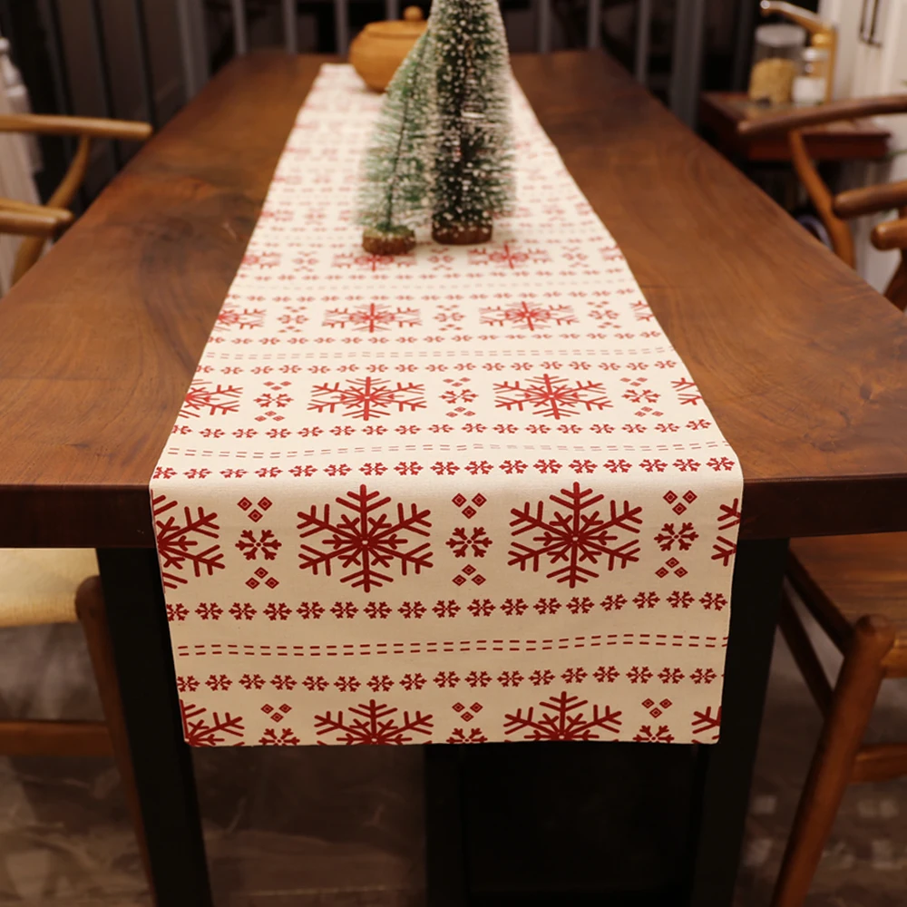 Tablecloth Table Runners Snowman Wedding Christmas Deer Xmas Party Dining Room 