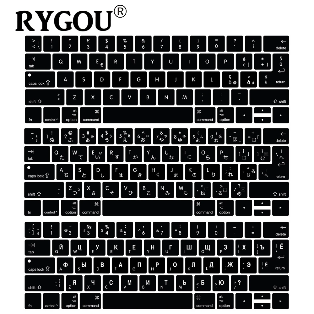Italiano Giapponese Coreano Russo Spagnolo Alfabeto Universale Della Tastiera Del Silicone Della Copertura Per Il Nuovo Macbook Pro 13 15 Con Touch Ba