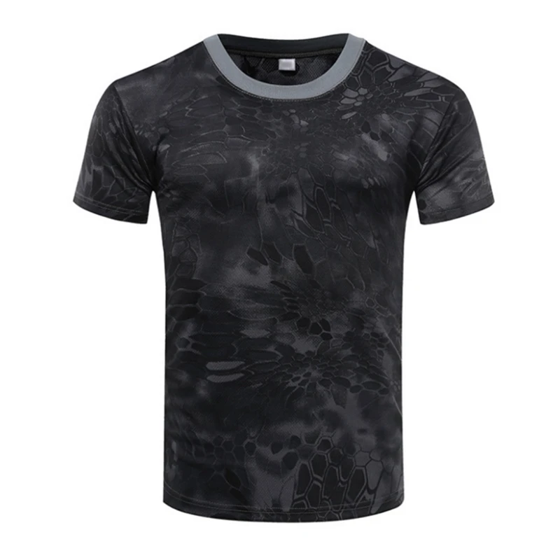 Дышащая камуфляжная футболка быстросохнущие колготки армейская тактическая Мужская компрессионная футболка фитнес бодибилдинг бег кемпинг - Цвет: B