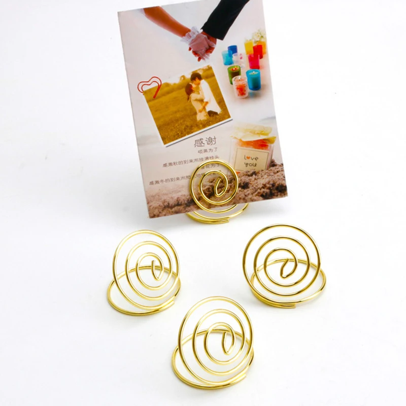 Wire Shape Place Card Holder Stands, Table Name Number Holders, Paper Menu Picture Memo Note Photo Clip Holder Food Signs for We