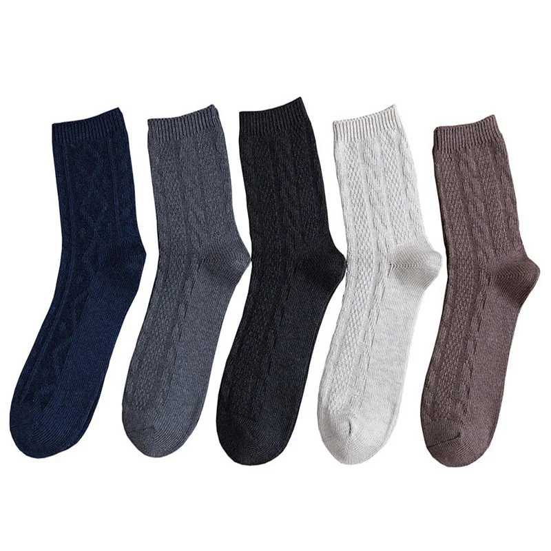 

Men Autumn and winter Comfortable Cotton Socks Solid double knitting Classic Socks in Five Color High Quality New Fashion 2019