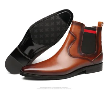 

Botas Hombre Short Men Shoes Boots Botines Hombre Genuine Leather Boots Work Soft Bottom Botas Hombre Black Brown Pointed Toe