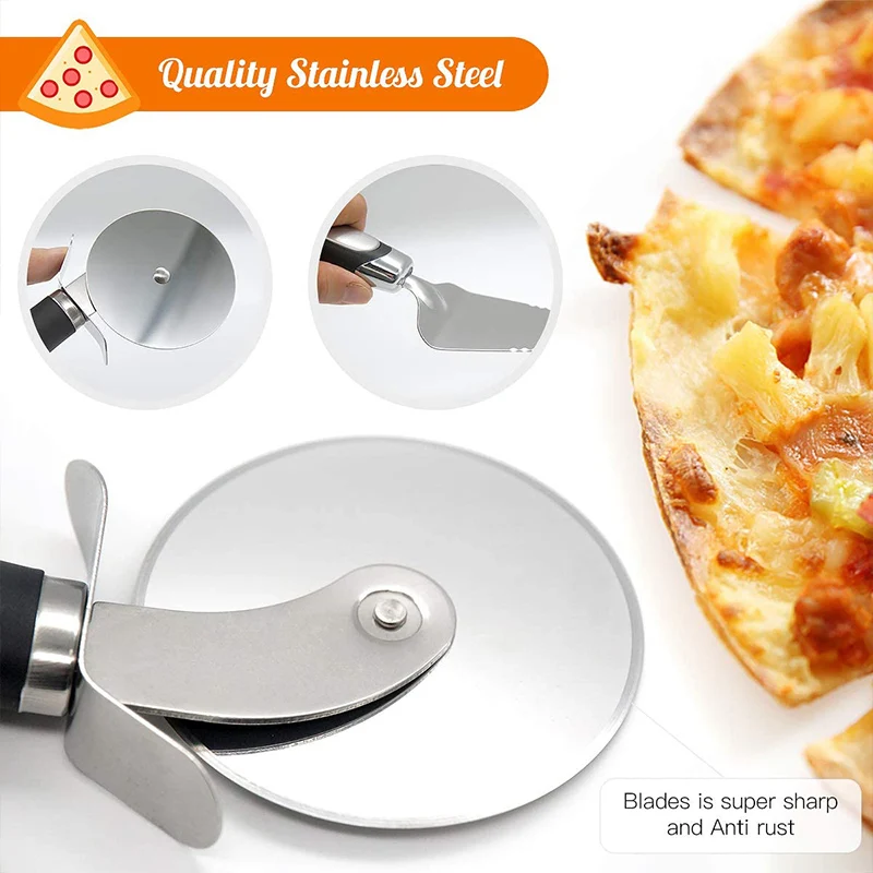 Pizza Cutter Premium Stainless Steel Kitchen Wheel Server Tools Home Knife Waffle Cookies Cake Bread Dough Slicer Baking Gadgets