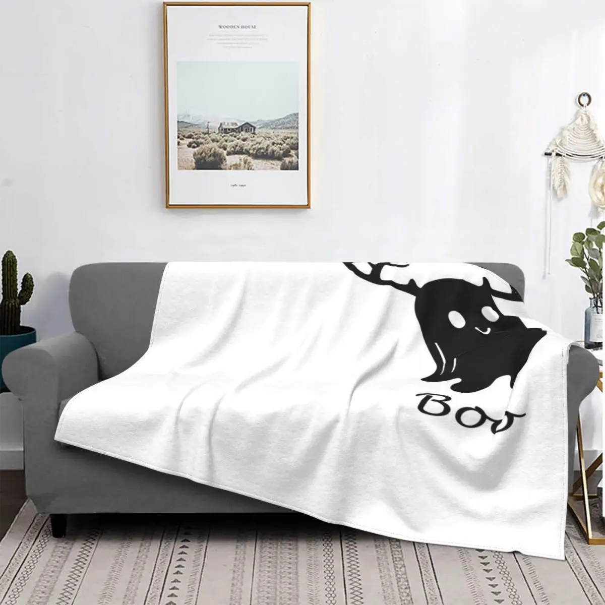 Boo-Manta De Musalina A Cuadros Para Cama, Manta Con Capucha, Fantasma De Navidad, Halloween