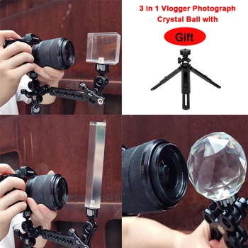 

3 in 1 Vlogger Photograph Crystal Ball Optical Glass Magic Photo Ball with 1/4'' Glow Effect Decorative Photography Studio