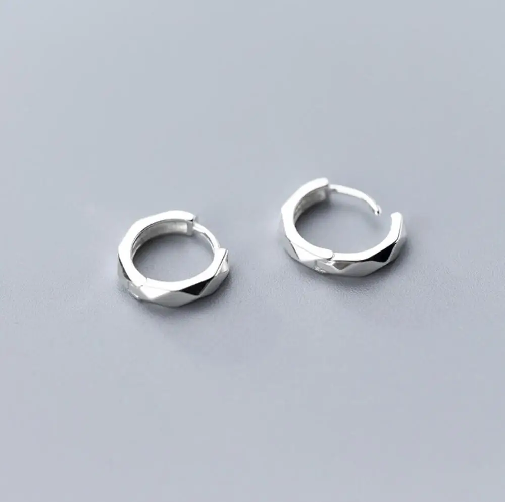 Серебро 925 пробы для резки лица Huggie Hoop серьги ювелирные изделия A1184