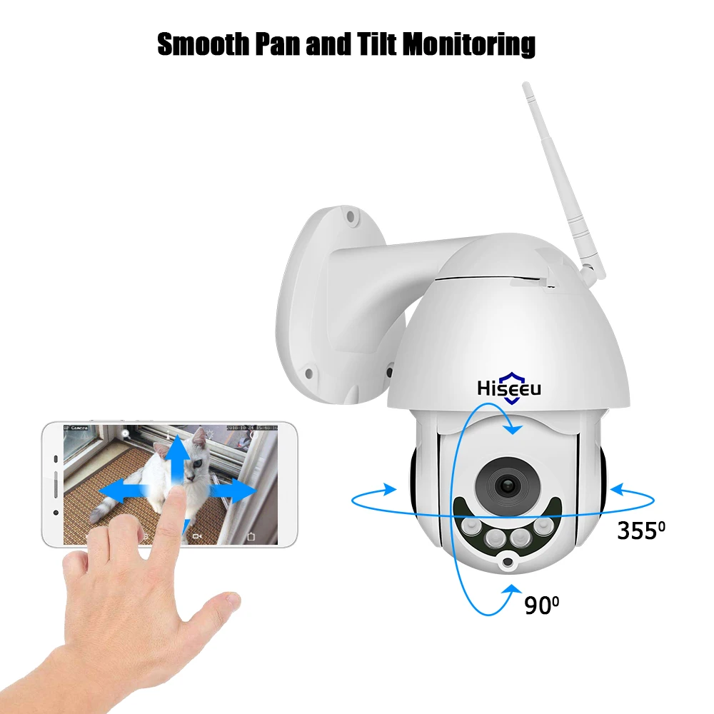 Hiseeu Мини PTZ IP камера Высокоскоростная купольная камера IP 1080P 5X оптический зум 2MP Открытый водонепроницаемый CCTV видеонаблюдения ONVIF
