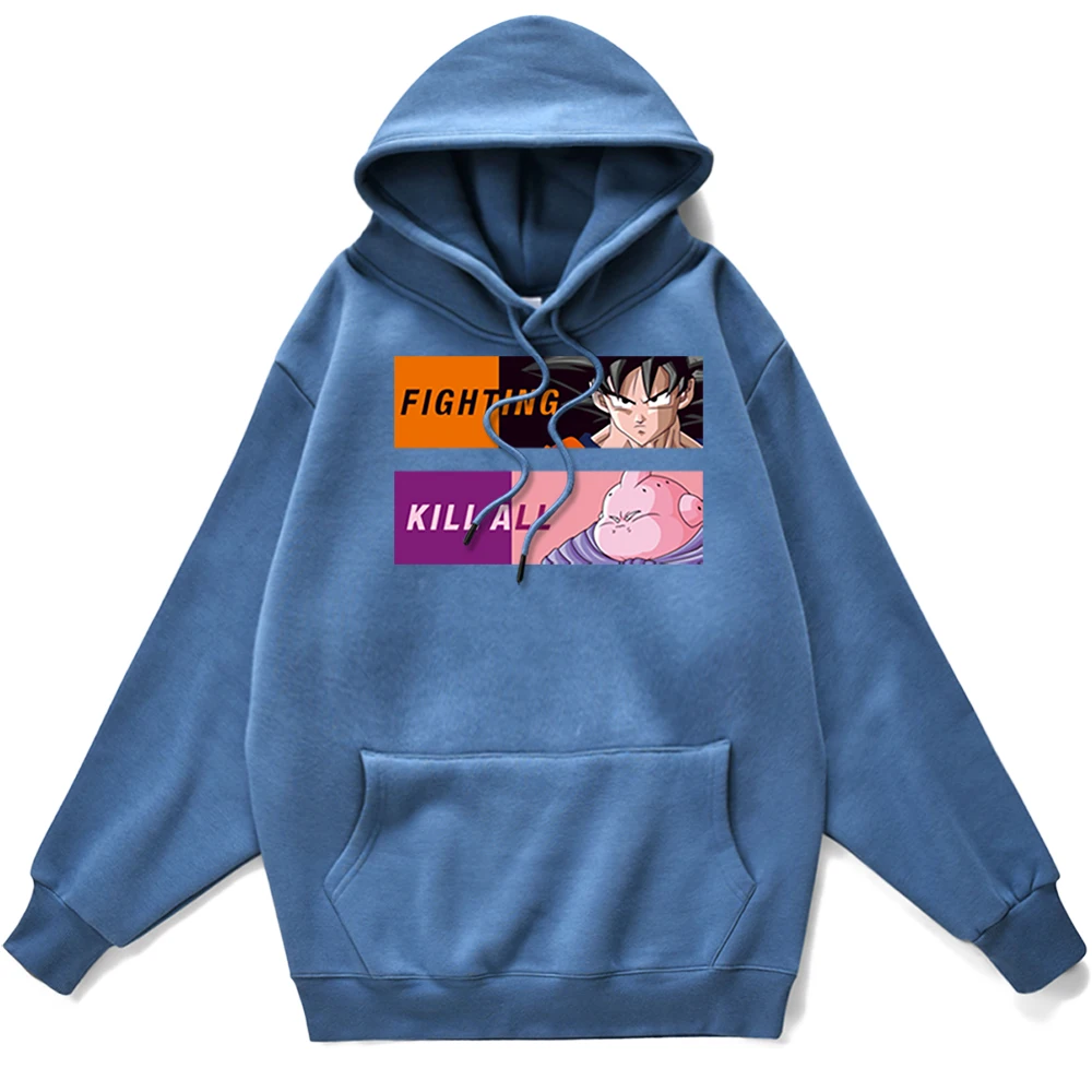 

Pullovers Men Street Fashion Dragon Ball Goku Fighting Kill All Tracksuits For Men High Quality Hooded Oversize Men Hoodie