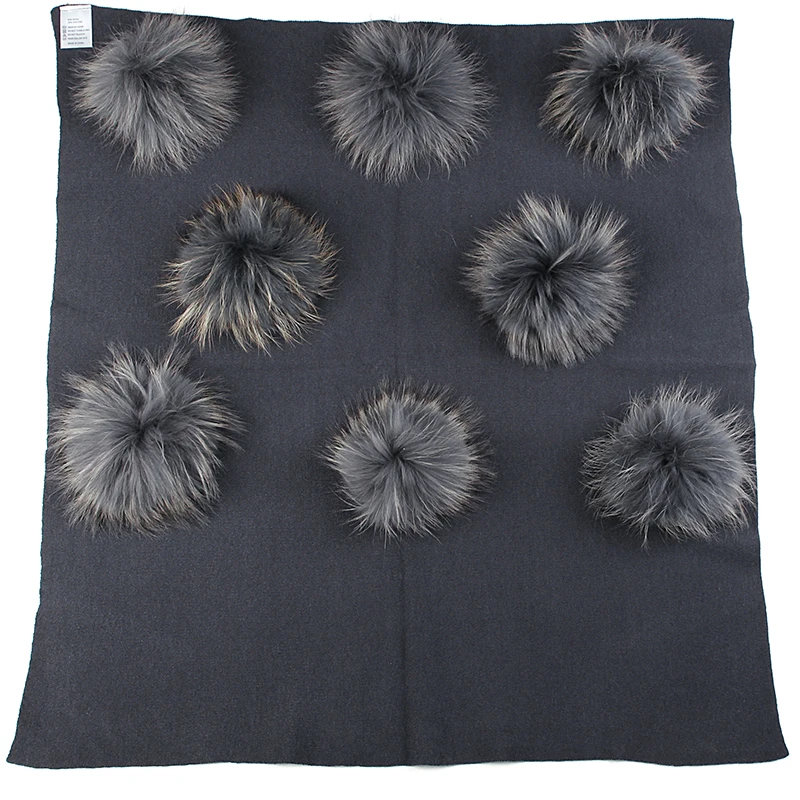 dark gray dark gray Geebro, теплое шерстяное Пеленальное Одеяло для новорожденных, одеяло для сна для путешествий, детские постельные пеленки с помпоном из натурального меха енота, 8 шт - Цвет: dark gray dark gray