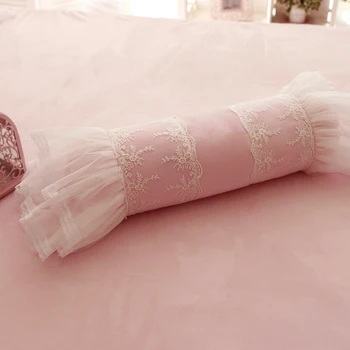 

Elegant candy cushions roll cushion wedding Coral fleece ruffle velvet embroidery lace pillow princess bed sofa car pillows