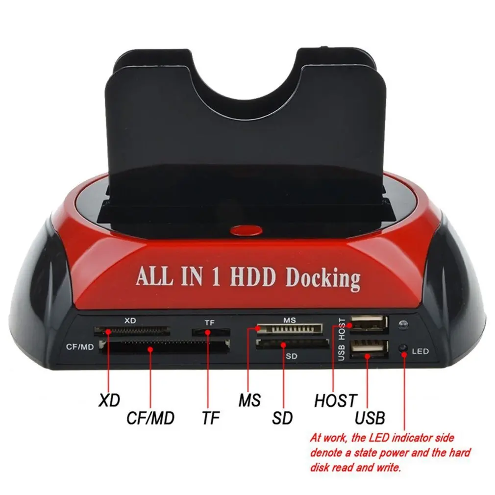 Multifunctional HDD Card Reader Docking Station Dual USB 2.0 2.5'' 3.5 Inch IDE SATA External HDD Box Hard Disk Drive Enclosure