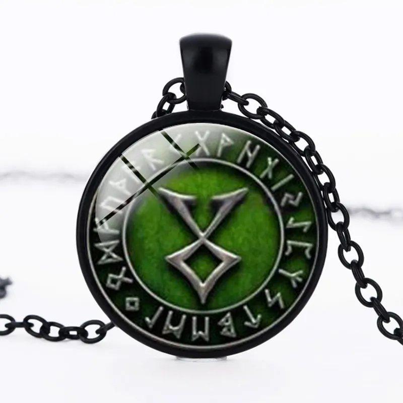 Северная Европа колье с кулоном в стиле викингов Винтаж Руна символ знак Стекло