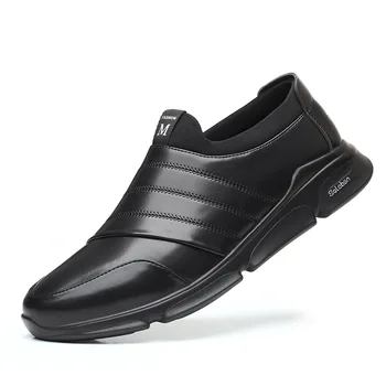 

Men Increasing Height Dress Leather Shoes Slip On Comfortable Elastic Force Men Leather Sneakers