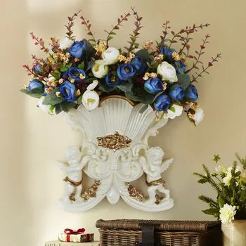 

Creative Baby Angel Nordic Style Wall Vases Artifical Flowers Home Decoration Accessories for Living Room Modern Art Wall Decor