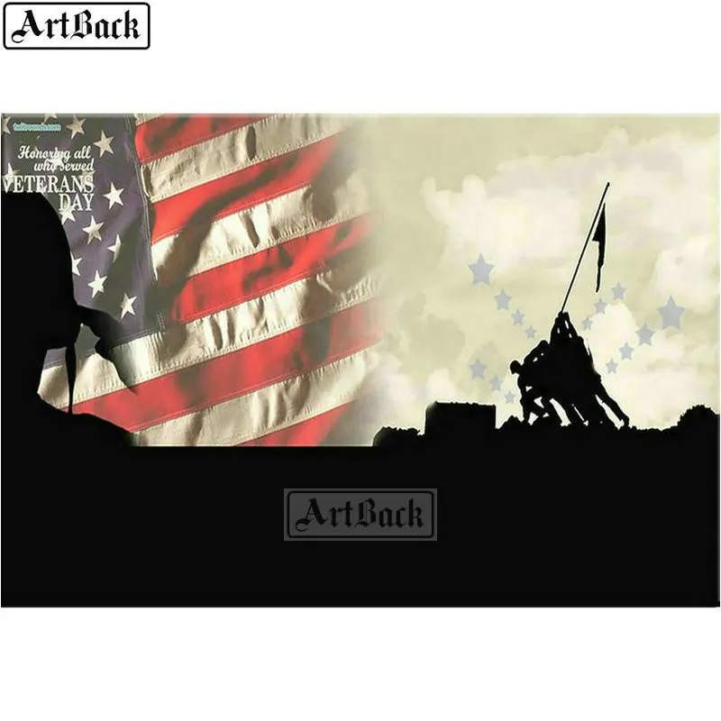 Алмазная 5d картина сделай сам с рисунком американского флага и войны