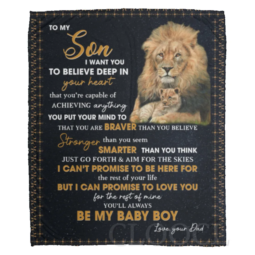 

HXTo My Son Flannel Blankets 3D Graphic I Want You To Believe Deep In Your Heart From Dad Blanket Keep Warm Plush Quilts