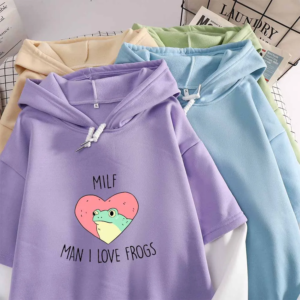 

Kawaii Frog Funny Cartoon Harajuku Aesthetic Hoodies Women Winter Warm Cute Anime Ullzang Sweatshirt Casual Graphic Hoody Female