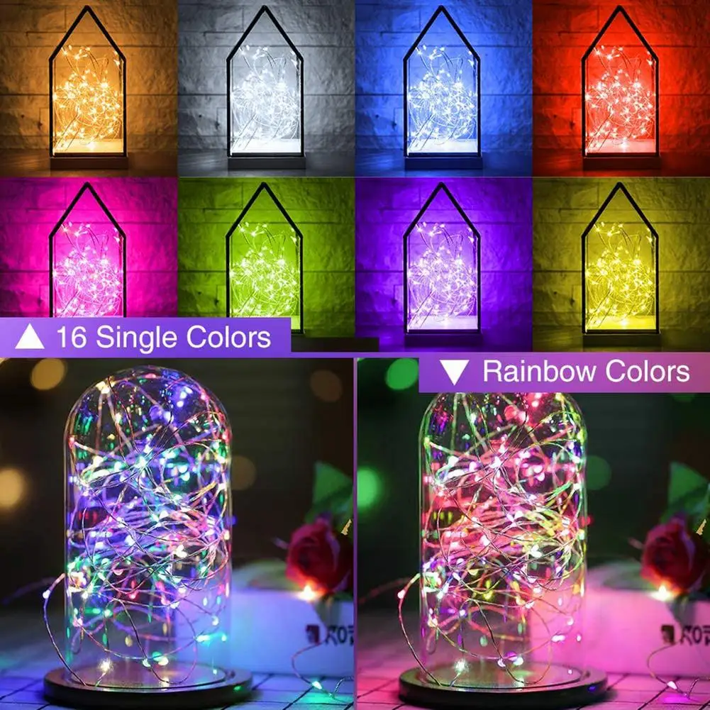 

10m RGB Symphony String Light Remote Control 16 Color Flashing Fairy Light Usb Timer String Waterproof Garden Home Party Decor