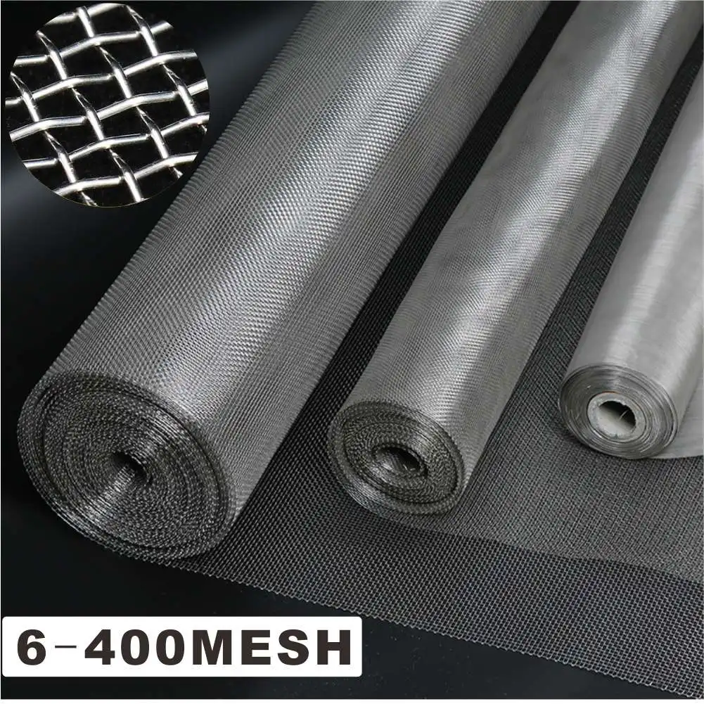 

10-400 Mesh 304Stainless Steel Net Filter Net Metal Front Repair Fix Mesh Filtration Woven Wire Screening Sheet Screening Filter