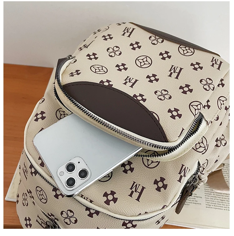 clássico flor impressão do vintage mochila de