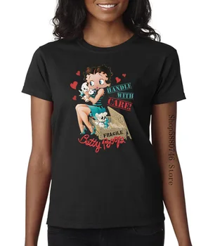 

Betty Boop Handle With Care Fragile Crate Pudgy Licensed T-Shirt All Sizes