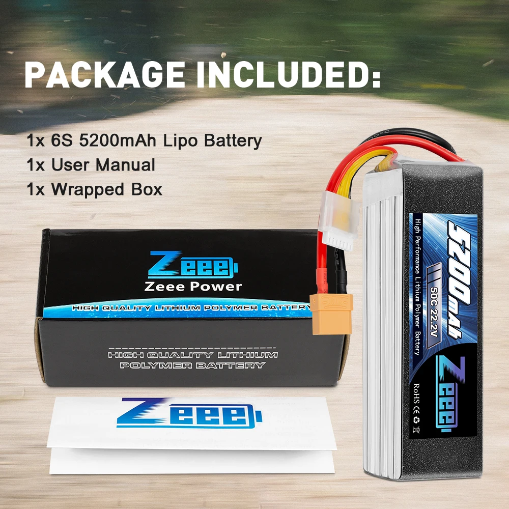 Zeee RC LiPo батарея 50C 5200 мАч 22 2 в 6S Lipo с разъемом XT90 для радиоуправляемого вертолета