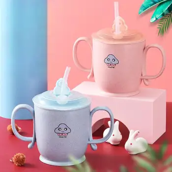 

2pcs Toddler Water Cup Straw Cups Child Scale Cup Breakfast Milk Juice Cup